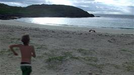 Racing down to the silver-sand beach at Achmelvich before supper